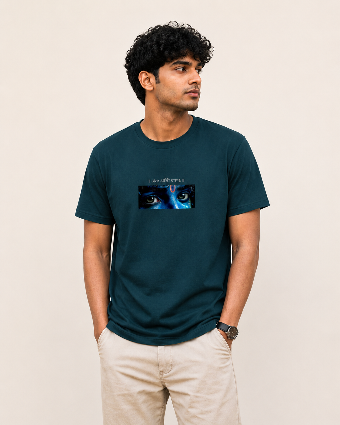 Krishna Eyes Regular Fit 100% Cotton T-Shirt