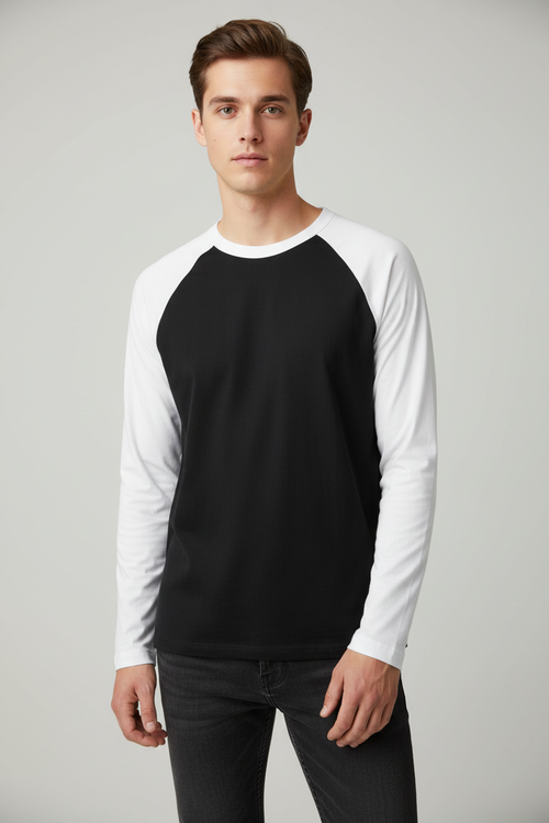Black & White Raglan on Model